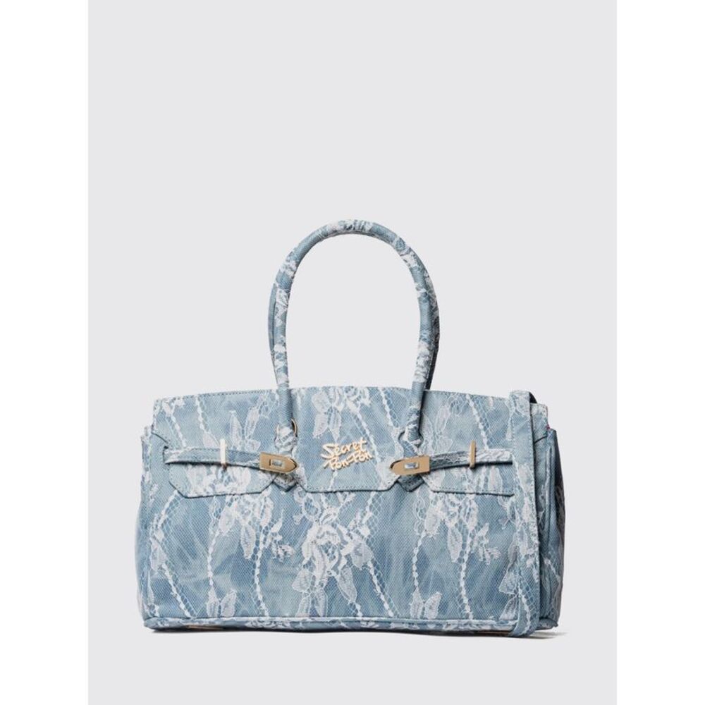 Secret Pon-Pon Handbag Woman Gnawed Blue